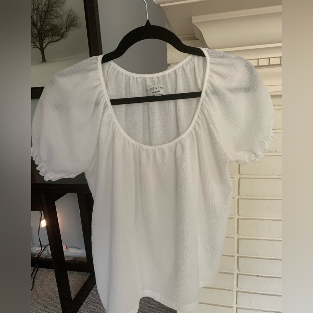 TeXTURE & THREAD Madewell by J Crew White Puffy Sleeved Blouse XS